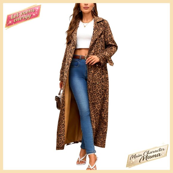 Faux Suede Long Trench Coat Double Breasted Pea Coat with Belt Slim Fit